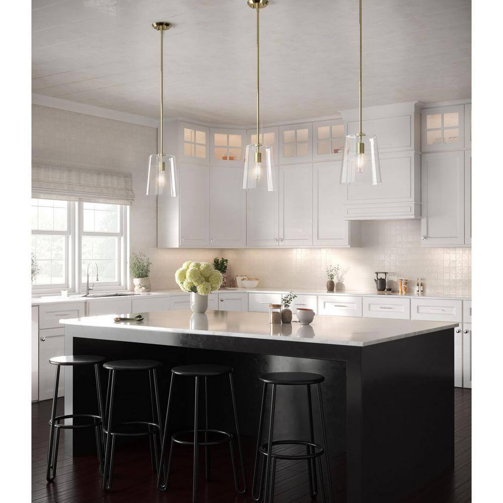 Clarion Satin Brass and Clear Glass Pendant Light