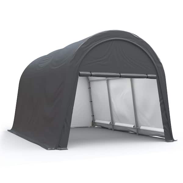 Outdoor Heavy Duty 10 ft. W x 15 ft. D x 9.02 ft. H Gray Roof Steel Carport