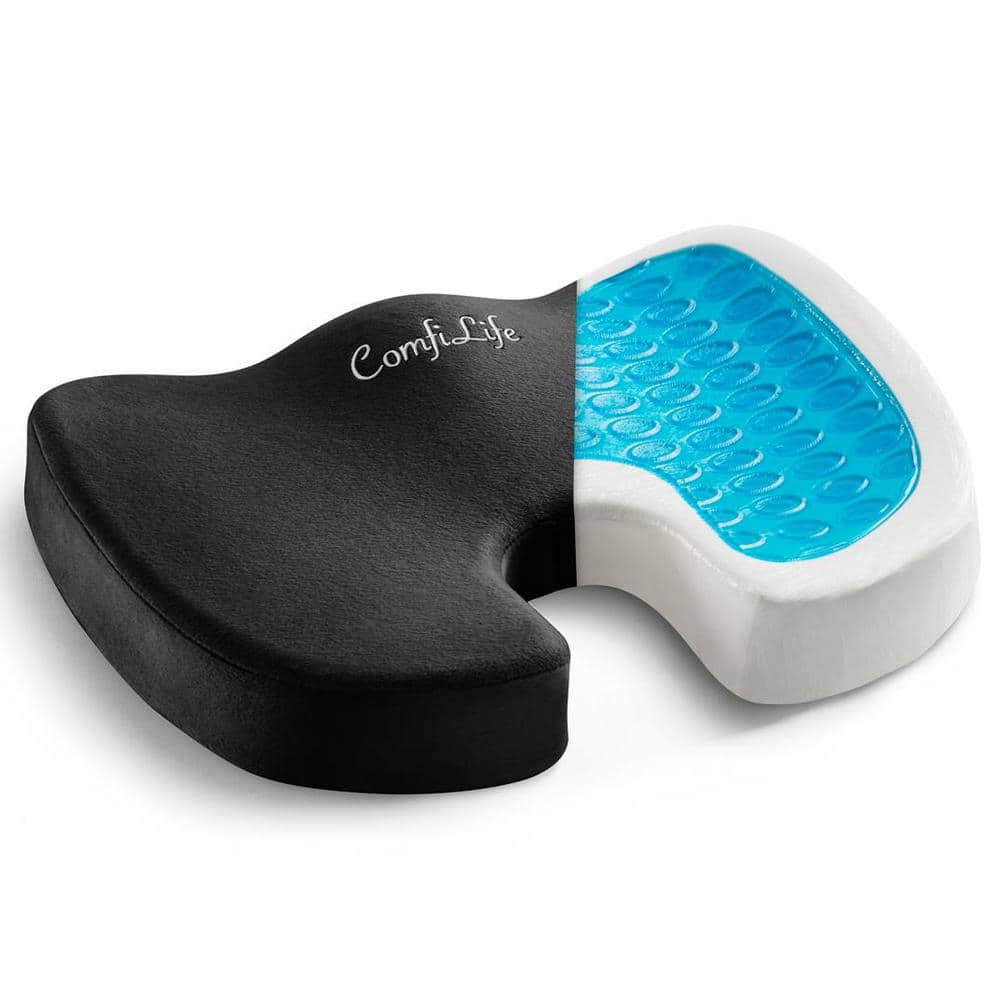 Node Gel-Enhanced Memory Foam Seat Cushion, Black Velour Ergonomic  Orthopedic Comfort Pad, Ideal Pillow for Office Desk Chair, Wheelchair, Car  & Truck