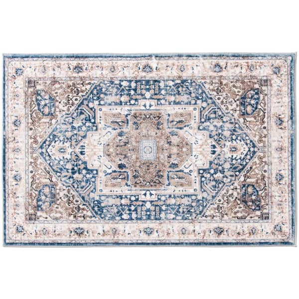 Silky Medallion Navy Doormat 2 ft. x 3 ft. Area Rug