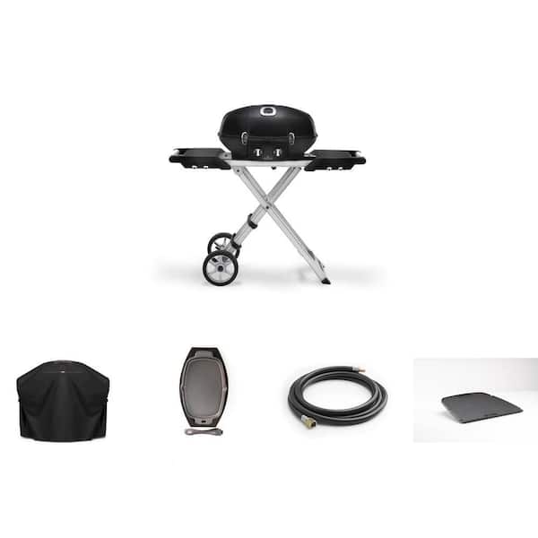 TravelQ 285X Grill Cover, RV Adaptor Kit, PRO285X Grill, Griddle & Sizzle Platter Combo