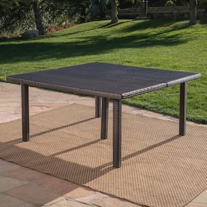 64 in. Brown Square Rattan Outdoor Dining Table