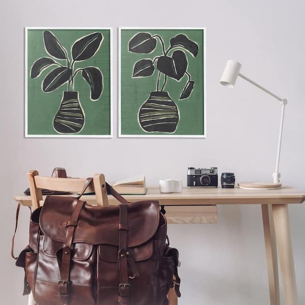 Green Toned House Plants by June Erica Vess 2 Piece White Framed Nature Giclee Art Print 30 in. x 24 in.