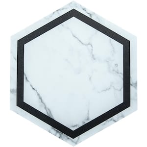 White Marble Look 6 mil 10.8 in. x 10.2 in. Water Resistant Peel and Stick Vinyl Tile Flooring (50 sq. ft./Box)