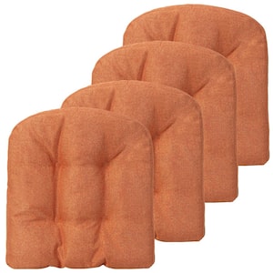 4-Pieces Orange Patio Dining Chair Cushions U-Shaped Chair Pads Non-Slip Bottom