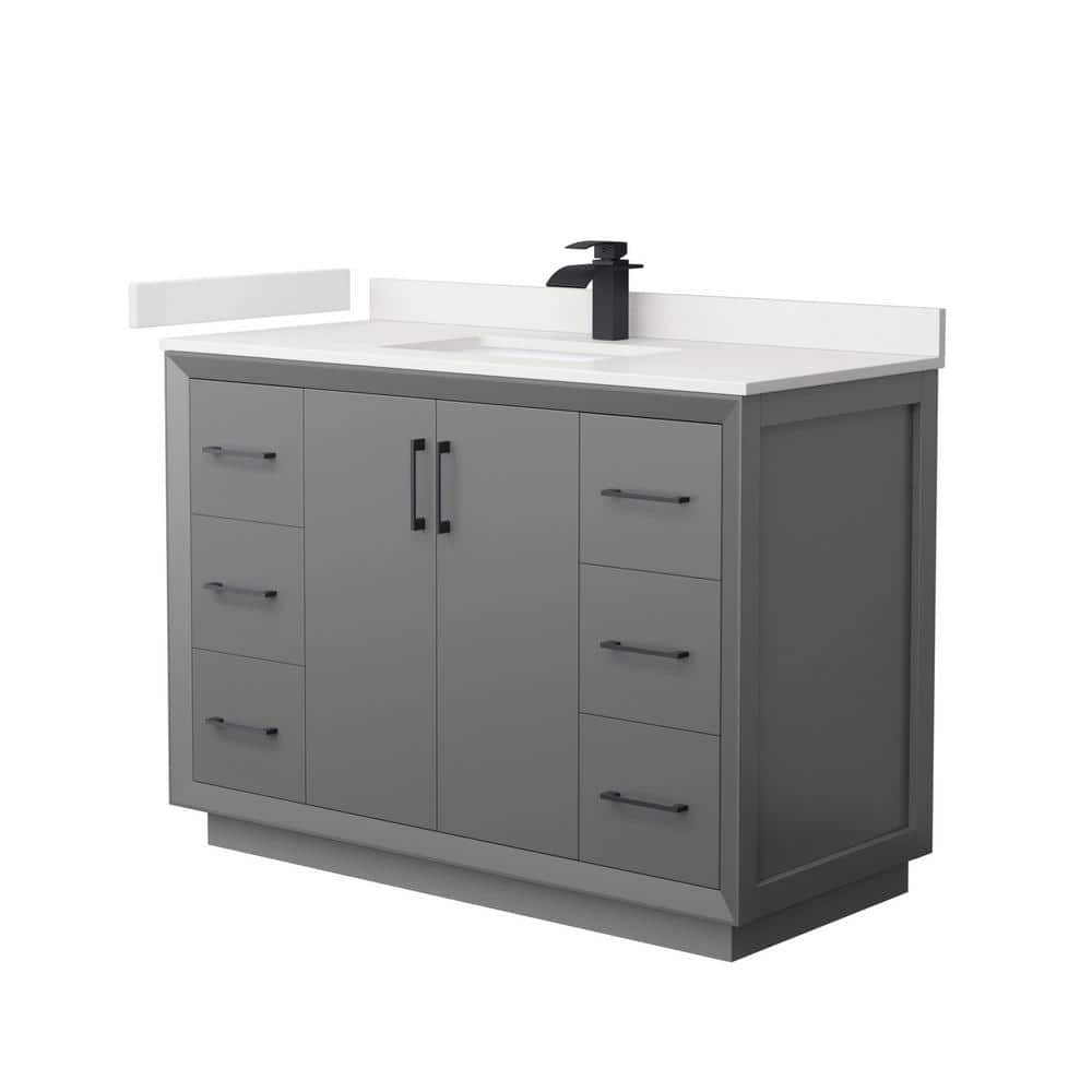 Strada 48 in. W x 22 in. D x 35 in. H Single Bath Vanity in Dark Gray with White Quartz Top price history on PriceWatchPro