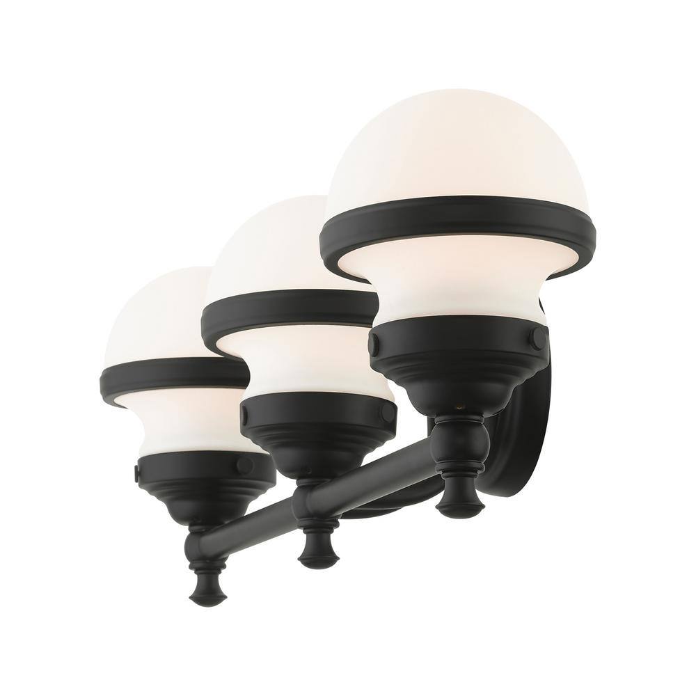 Oldwick Sleek 3-Light Vanity Sconce with Satin Opal White Glass