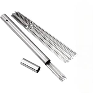 304 Stainless Steel 14.8 in. Flat Barbecue Skewers Cooking Accessories with Metal Storage Tube for Grilling (40-Piece)