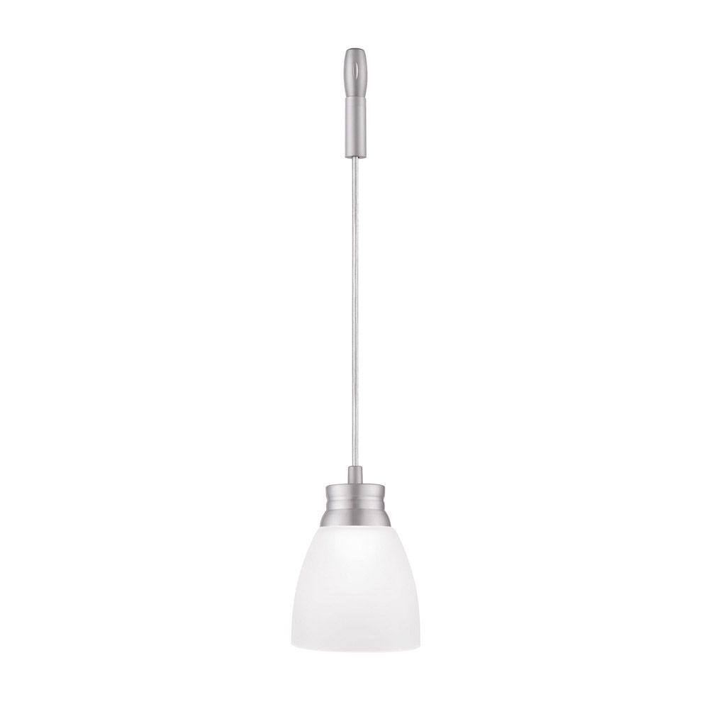 Hampton Bay Silver Flex Track Lighting Fixture with Frosted Glass Shade 