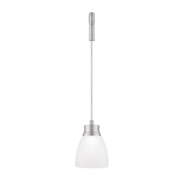 Hampton Bay Polished Silver Integrated LED Flex Track Lighting Pendant with Frosted Glass