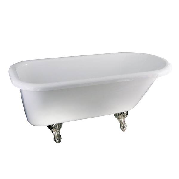 Unbranded 5 ft. Acrylic Ball and Claw Feet Roll Top Tub in White