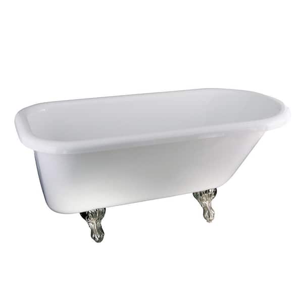 Unbranded 5 ft. Acrylic Ball and Claw Feet Roll Top Tub in White