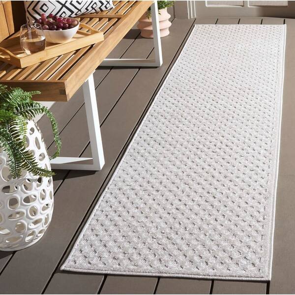 Stella Ivory 2 ft. x 8 ft. Solid Geometric Diamond Indoor/Outdoor Runner Rug