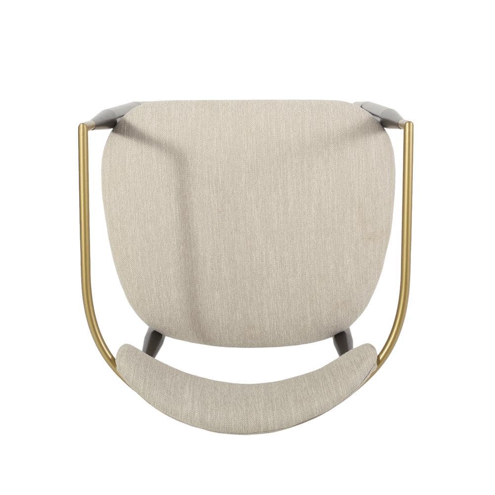 Beige and Black Metal Barstools with Gold Accents, Set of 2