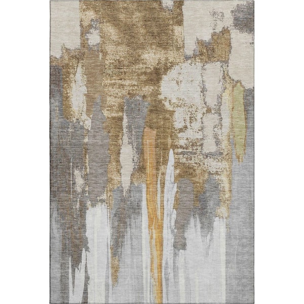 Mayfield Premium Machine Washable Abstract AMF1979 Ivory 10 ft. x 14 ft. Area Rug