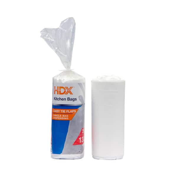 HDX 13 Gallon Flap Tie Kitchen Trash Bags (25-Count) HD13WC025W - The Home  Depot