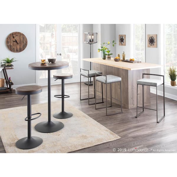 Dakota Grey and Brown Adjustable Bar Stool (Set of 2)