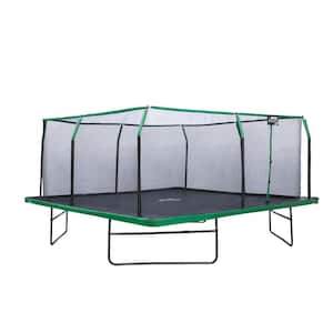 16 ft. x 16 ft. Square Trampoline Set with Premium Top-Ring Enclosure and Safety Pad - Black/Green