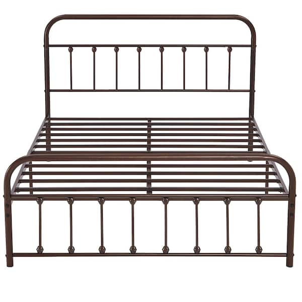 VECELO Victorian Bed Frame Bronze Purple, Heavy Duty Metal Bed Frame ...