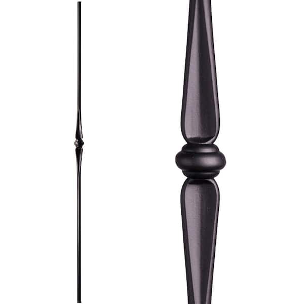 HOUSE OF FORGINGS Round 44 in. x 9/16 in. Satin Black Single Knuckle Solid Wrought Iron Baluster