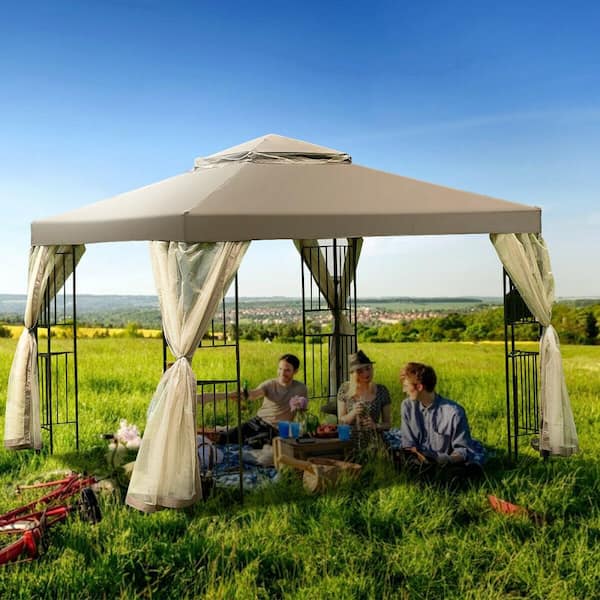 Outdoor 10 ft. x 10 ft. Gazebo Canopy Shelter Awning Tent Patio Screw-free structure Garden
