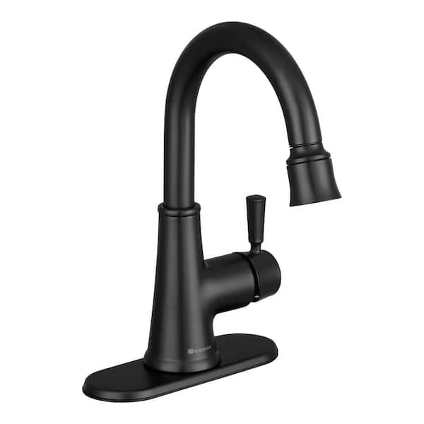 Glacier Bay Melina Single-Handle Single-Hole Pull-Down Bathroom Faucet in Matte Black