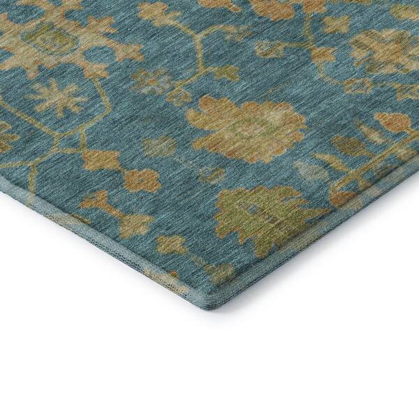 Mayfield Premium Machine Washable Abstract AMF1930 Teal 3 ft. x 5 ft. Area Rug