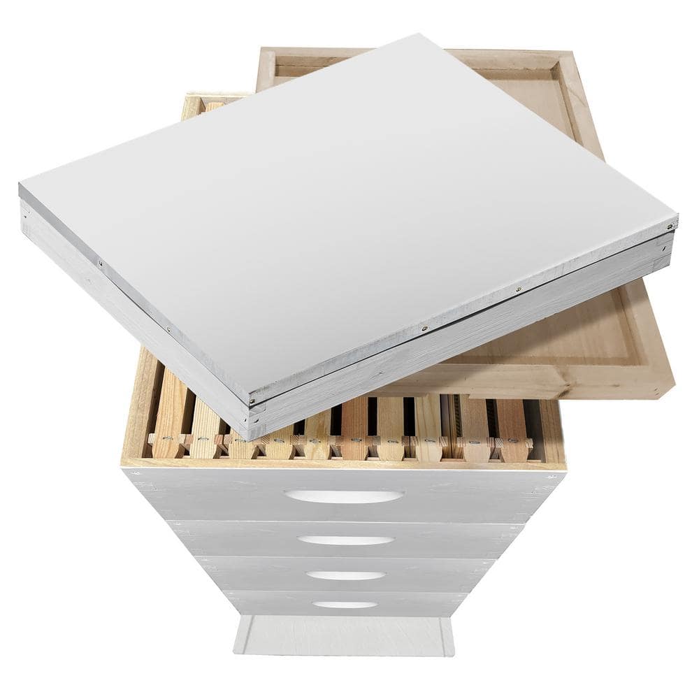 White Wooden Beehive Kit with Deep Brood Boxes and Medium Supers