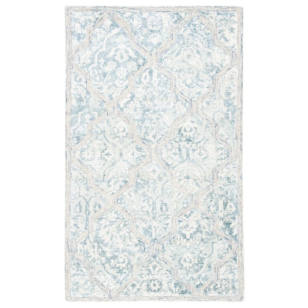Restoration Vintage 3 ft. x 5 ft. Blue/Ivory Distressed High-Low Area Rug