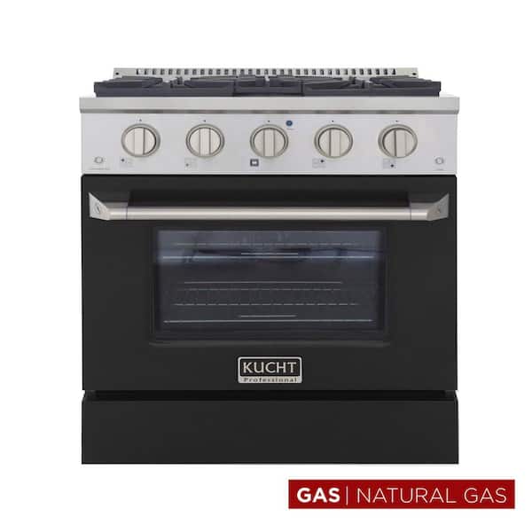 Pro-Style 30 in. 4.2 cu. ft. Natural Gas Range and Convection Oven in Stainless Steel and Black Oven Door