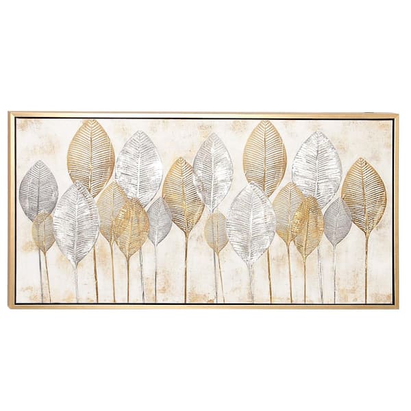 Brown Canvas Contemporary Framed Wall Art 27 in. x 55 in.