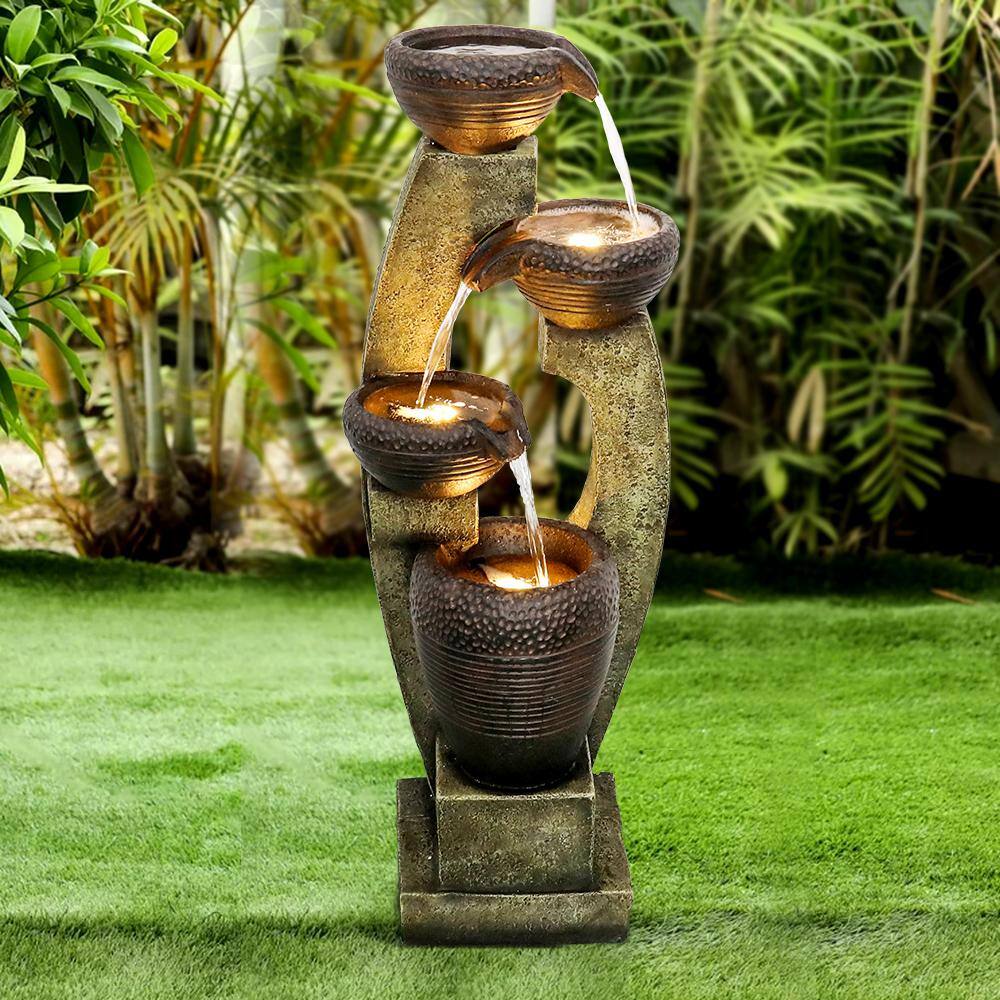 40 in. Outdoor Water Fountain Outdoor Garden Fountain with Contemporary ...