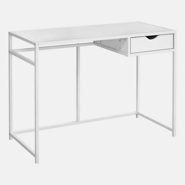 1 Storage Drawer Metal Frame, White Desk 100cm Wide With Drawers And