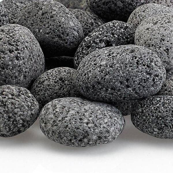 American Fire Glass Small Lava Stone (Tumbled) Gray / Black 1/2 in. - 1 in. 55 lbs. Bag