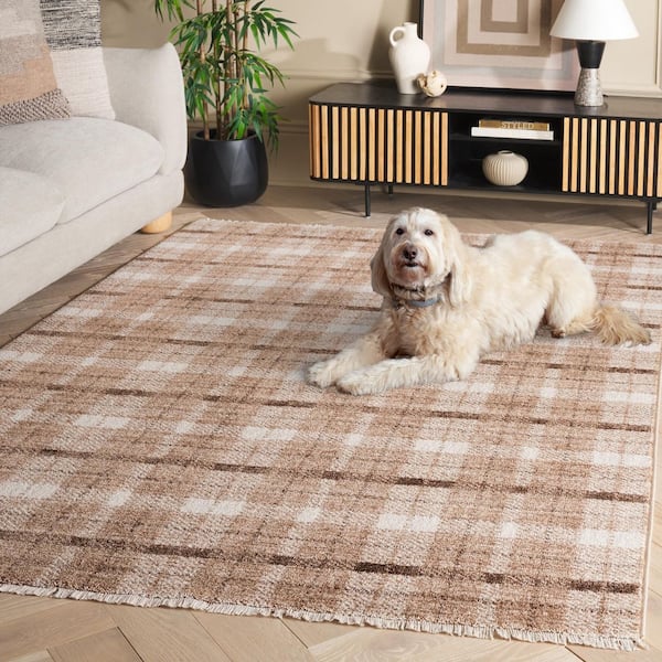 SAFAVIEH Oxford Plaids 4 ft. x 6 ft. Beige/Brown Geometric Plaid