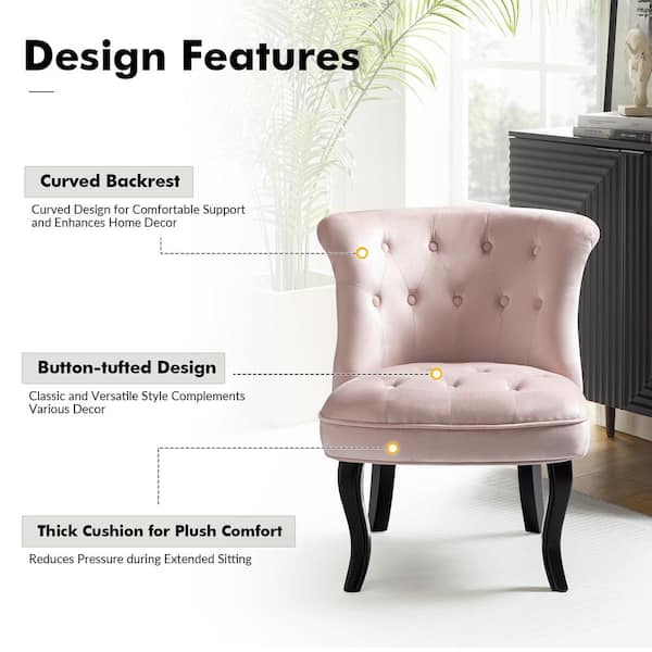 Accent Chair Tufted Cushion Padded Contemporary Classic Velvet Armchair  Home Living Room Fuchsia 