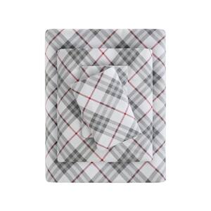 Cozy Cotton Flannel 4-Piece Red Plaid Cotton Full Printed Sheet Set