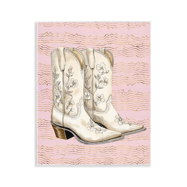 Cowgirl Boots in White by Lettered and Lined Unframed Nature Graphic Art Print 14 in. x 11 in.