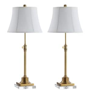 Callen 31 in. Clear/Brass Gold Adjustable Table Lamp