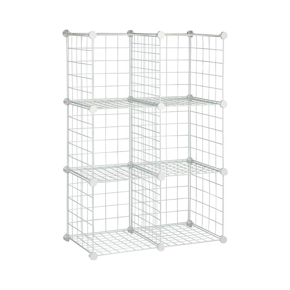 Honey-Can-Do 43 in. H x 29 in. W x 14.5 in. D White Steel 6- Cube ...