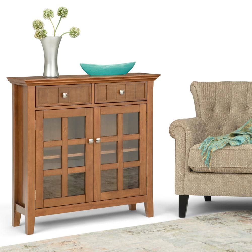 Light Golden Brown Solid Wood Office Storage Cabinet with Adjustable Shelves