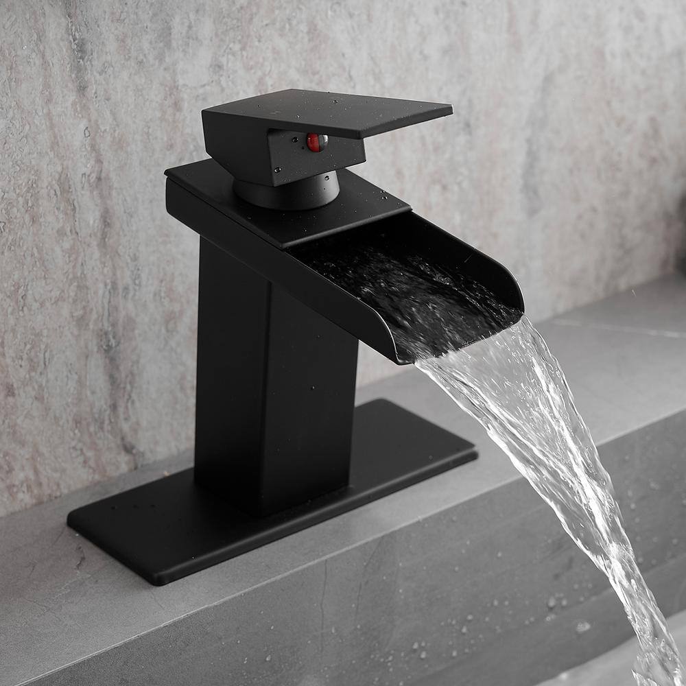Matte Black Stainless Steel Single Handle Waterfall Bathroom Faucet