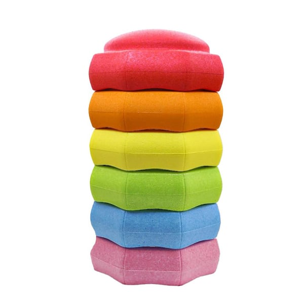 19.25 in. x 11 in. x 10.75 in. Rectangle Multicolor EPP Box Play Equipment 6-Pieces Stepping Stones for Kids