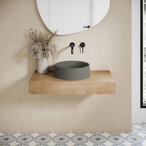 Lisse 14.5 in. Concrete Round Vessel Bathroom Sink in Dark Grey