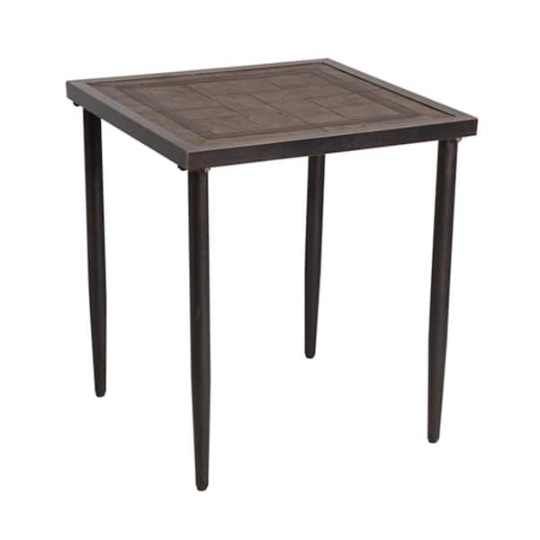 Mondawe Oriole Aluminum Frame Square Aluminum 27 in. H Outdoor Bistro Table with Faux Wood Top for Garden, Balcony