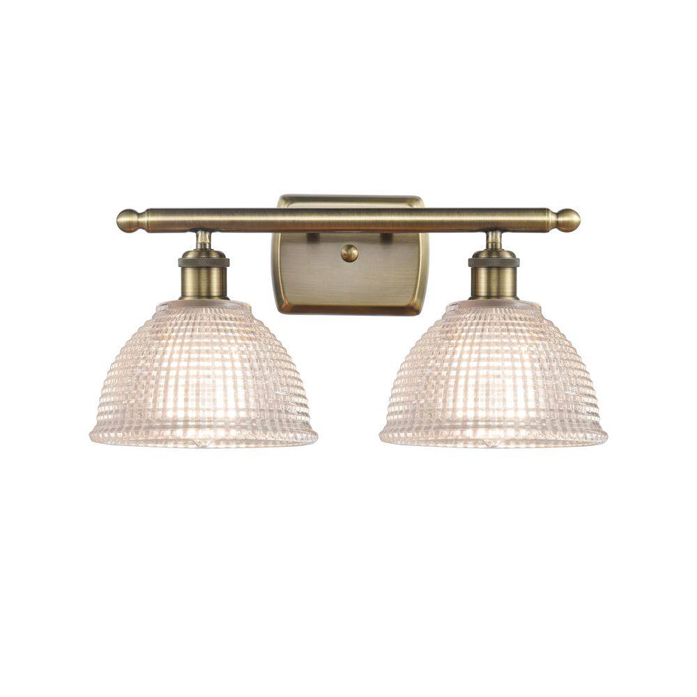 Arietta 16 in. 2-Light Antique Brass Vanity Light with Glass Shade price history on PriceWatchPro