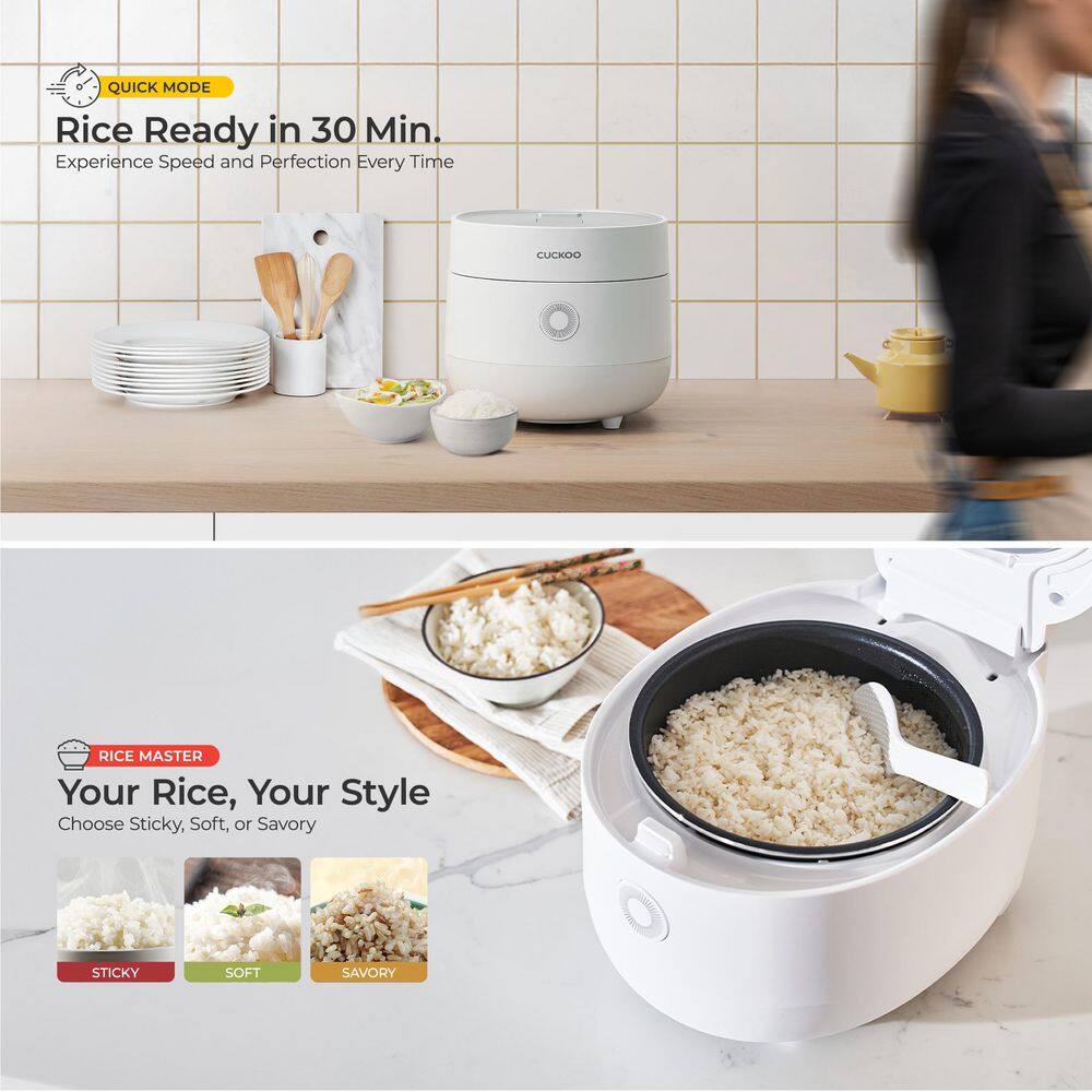 CUCKOO White 6-Cup Electric Nonstick Rice Cooker with Steamer