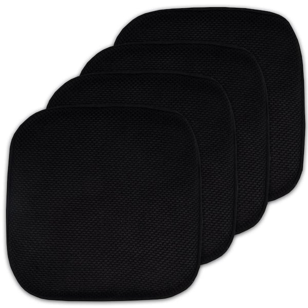 Sweet Home Collection Honeycomb Memory Foam Square 16 in. W x 16 in. D Non-Slip Back Chair Cushion, Black (4-Pack)