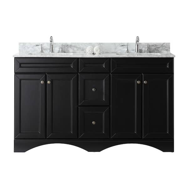Virtu USA Talisa 60 in. W Bath Vanity in Espresso with Marble Vanity Top in White with Square Basin