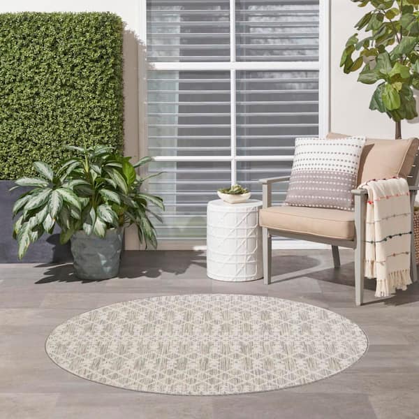 Positano Light Grey 6 ft. Round x 6 ft. Moroccan Contemporary Round Area Rug